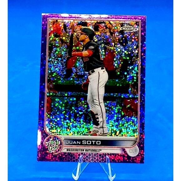 Juan Soto #129 Topps Chrome Purple Speckled Foil SP 125/299 Washingtin Nationals - Picture 1 of 5
